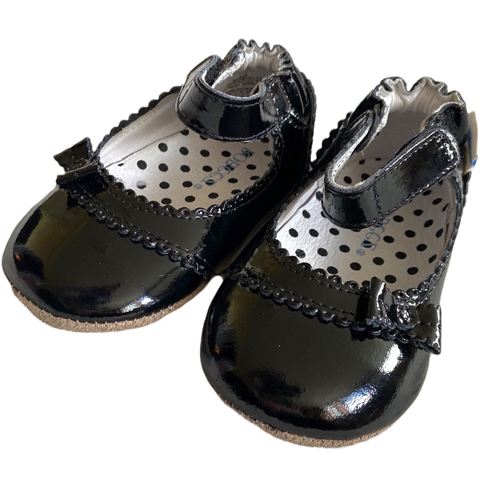 ROBEEZ Crib Shoes Soft Sole Black Mary Jane Patent Leather Dress Formal Strap